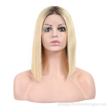Wholesale 1b/613 Virgin Hair Short Bob Wig, Good Quality Peruvian Remy Hair 13*4 Lace Front Bob Wigs 9A 10A Blonde